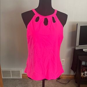 Vibrant Pink Women's Halter Tankini top